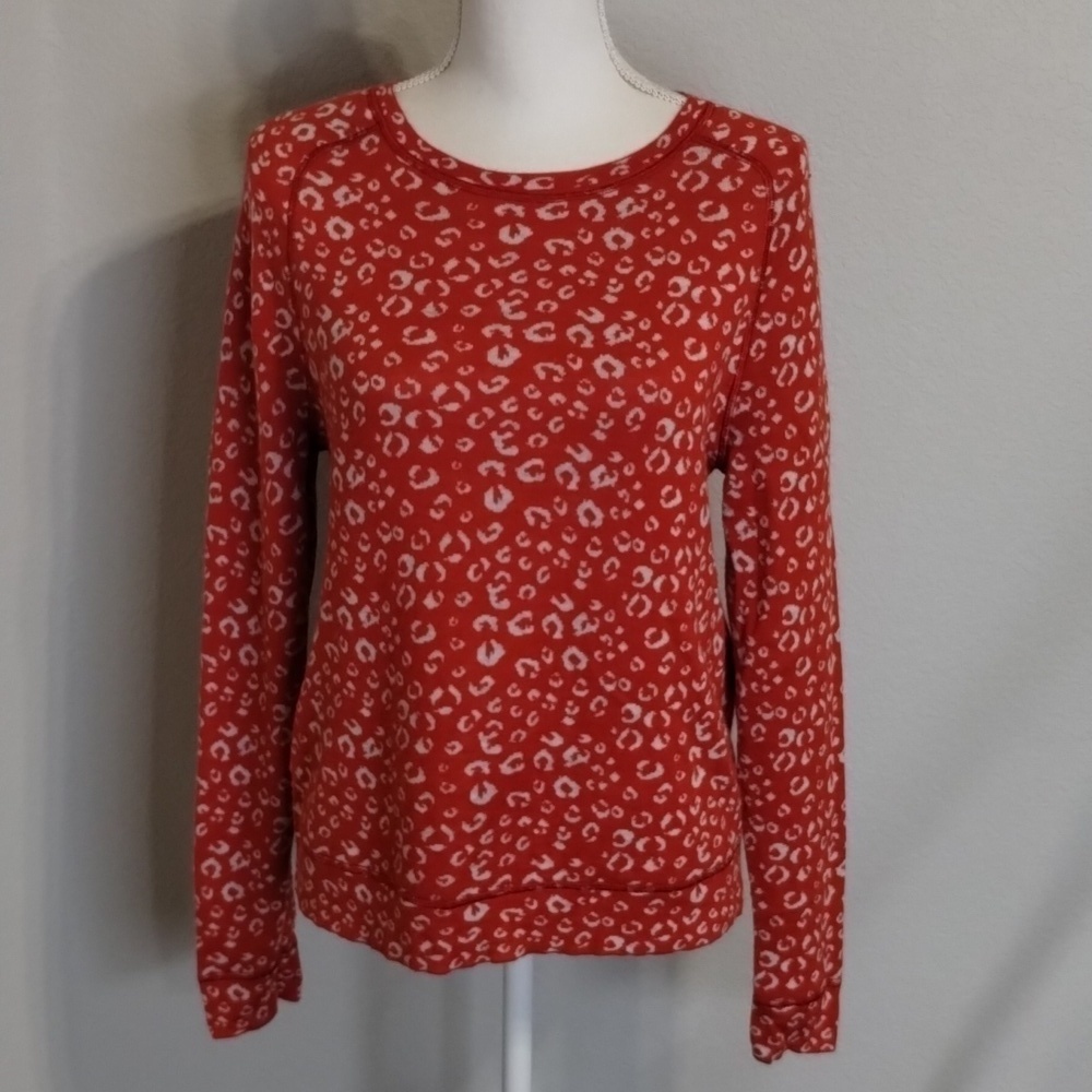 LOFT sweater medium animal print reddish orange white lightweight sweater LOFT